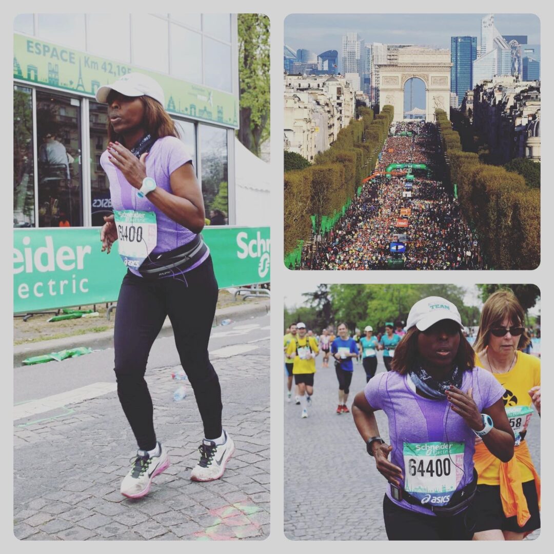 Collage of women running in marathon