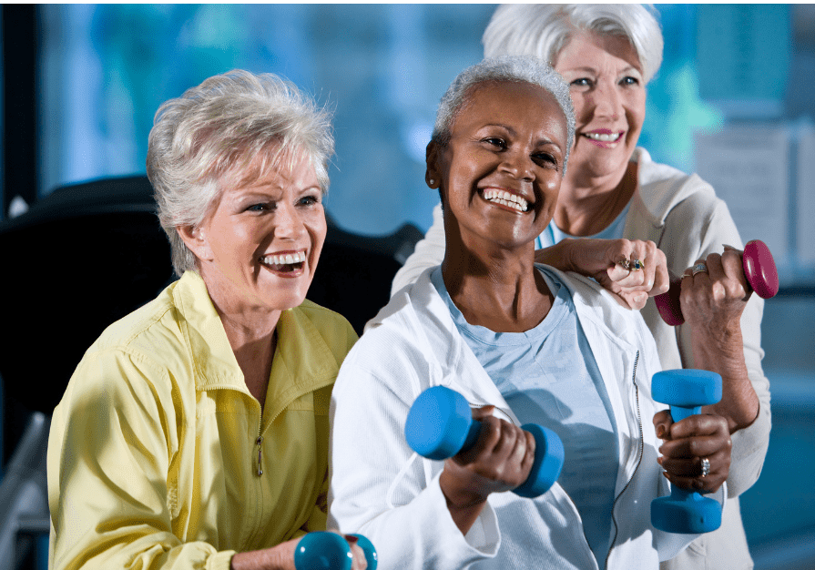 3 women with weights 3 women with weights